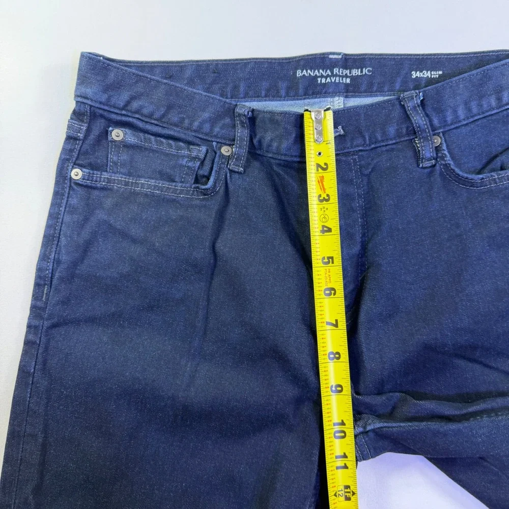 Banana Republic Traveler Slim Fit Jeans Mens 34x34 Dark‎ Wash Indigo Denim Pants